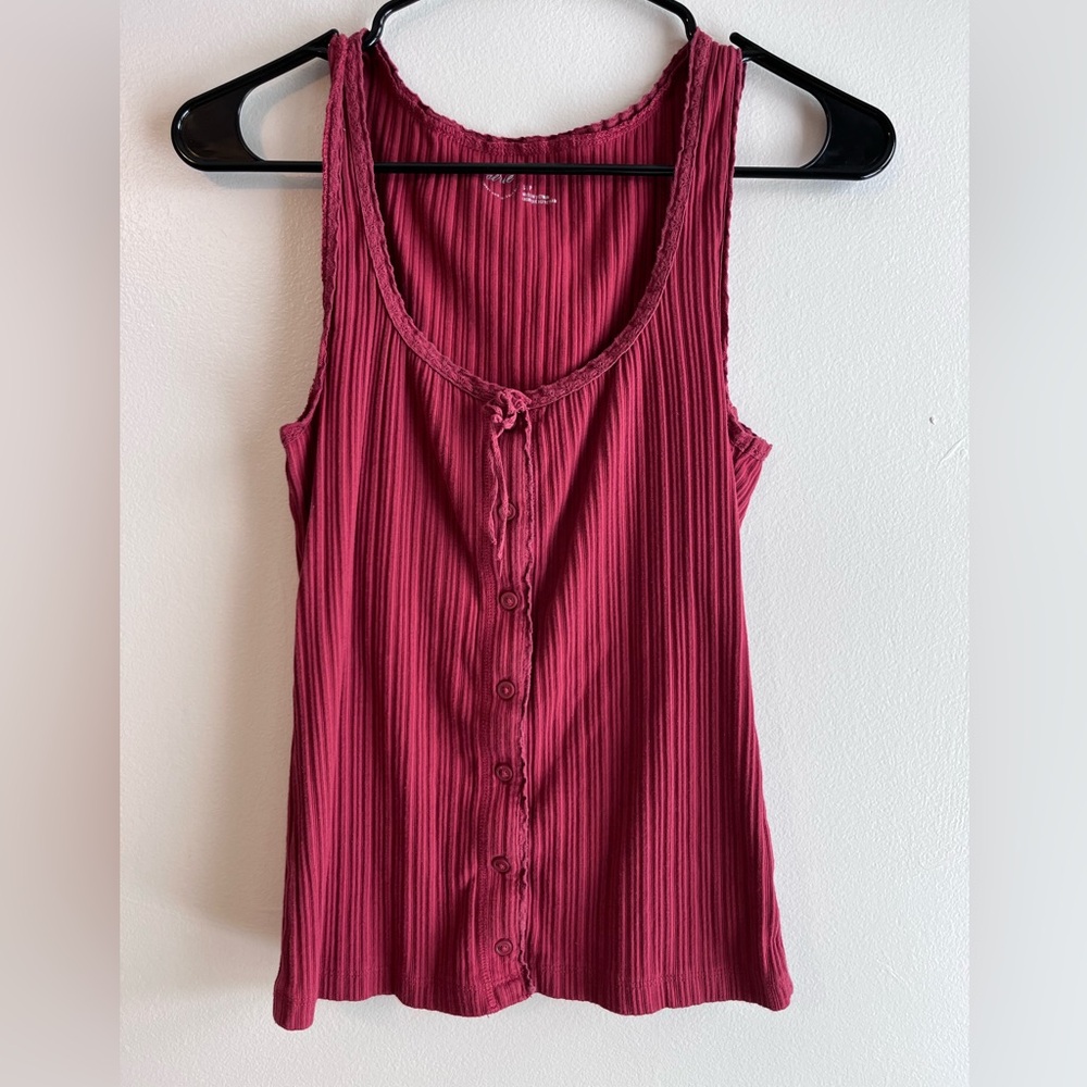 Aerie ribbed red tank top